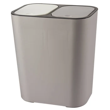 Smeti Lahko Pravokotnik Plastičnih Pritisni Gumb Dvojno Prostor Za 12 Litrski Recikliranju Odpadkov, Smeti Bin-Siva