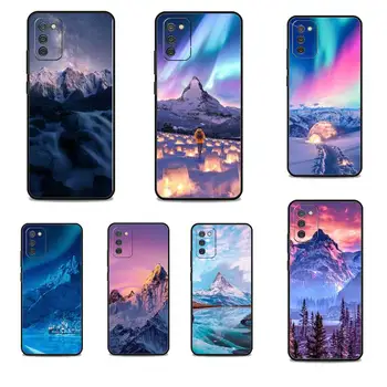 Sneg Gorskih Primeru Telefon Za Samsung Galaxy Za S23 S21 S22 Ultra S20 FE 5G S10E S10 Lite S8 S9 Plus S7 Rob Črni Pokrov
