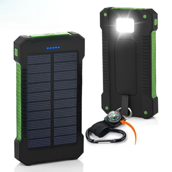 Sončna energija Banke 20000mah Prenosni Nepremočljiva Zunanji Baterije 20000 mah Telefon Polnilnik SOS PoverBank Za iphone huawei Xiaomi