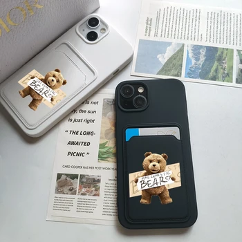 Srčkan ljubezen Srce Igrača Medved Denarnice Sim Telefon Primeru Za iPhone14 Pro Max 12 13 15Pro 11 XR 7 8Plus XS X Teddy lutka Zadnji Pokrovček