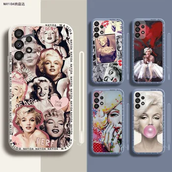 Telefon Primeru Za Samsung A14 A24 A34 A53 A54 S23 Plus Ultra Razkošje Mehke Silikonske Modri Pokrov Seksi Marilyn Monroe
