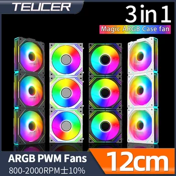 TEUCER Line-brezplačno Preplete 3in1 Čarobno PC Primeru Fan 120mm Krožni dirki Mille Plast Ogledalo PWM ARGB Ventilator Tekočinsko Hlajenje PC Omare