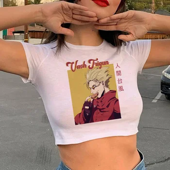 Trigun majica s kratkimi rokavi ženske Y2K manga oblikovalec t shirt dekle ulične oblačila