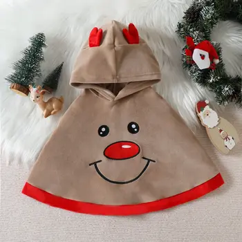 Umorden Božični Kostum, Obleke Elk Jelena Cape Plašč Poncho Hoodie za Malčke Baby Toddler Unisex 6-24M 2-4T Lep Nasmeh