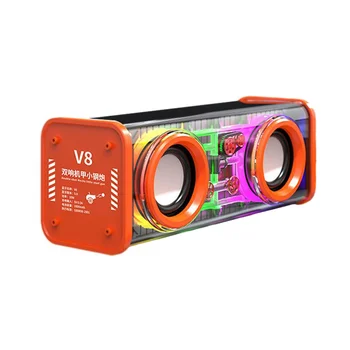 V8 Pregleden Bluetooth Zvočniki RGB Svetlobe Brezžični Športih na Prostem Bluetooth Audio (zvok Bluetooth TWS Subwoofer Zvočnik-Oranžna