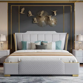 večfunkcijsko postelja queen luksuzni kralj usnje postelj