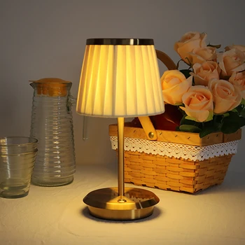 Vintage tkanine kritje namizne svetilke dotik stikala desk lučka za nočno omarico IP40 vodotesno svetilko na prostem jedilno mizo dekorativne svetilke