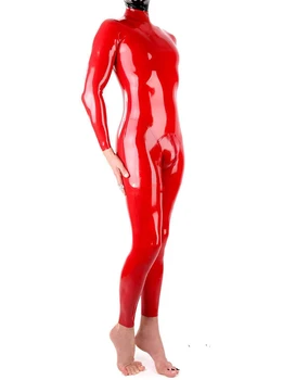 Vroče Prodajo Ročno izdelanih iz Lateksa Catsuit 100% Gume Nogavice Cosplay Bodysuit 0,4 mm Pure Red Velikosti XS-XXL