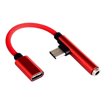VZPON-USB Tip C C Do 3.5 Mm AUX vhod za Slušalke Napajalnik napajalni Kabel Za - Rdeča