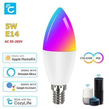 WiFi 5W Smart E14 to oznako CW RGB Zaprtih Neon Znak Žarnica E14 LED Žarnice Sveče Žarnice Delo Z Alexa googlova Domača stran Pomočnik