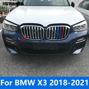 Za BMW X3 2018 2019 2020 2021 Chrome Sprednji Očesa Vstavi Rešetka Dirke Žar naslovnica Stripa Trim Nalepke, Dodatki Avto Styling