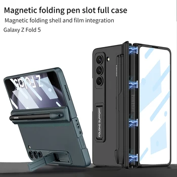 Za Samsung Galaxy Ž Krat 5 Zadevi Ultra Tanek Mat Nosilec S Kaljenim Film Zložljiva Magnetni Tečaj Pero Režo Shockproof Pokrov