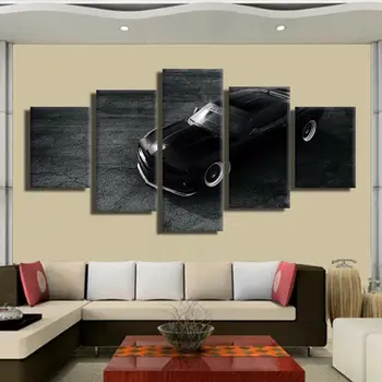 Črna Corvette Plakat 5 Plošči Platno, Tisk Wall Art Doma Dekor HD Tiskanje Fotograj Ni Uokvirjena 5 Kos Soba Dekor Slike
