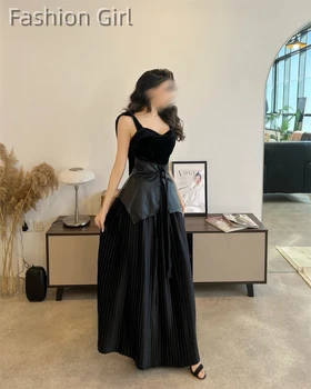Črna Prom Obleke Zapletena Moda Ljubica-line Draped Saten Formalne Priložnosti Obleke vestidos par mujer 2023 فساتين السهرة